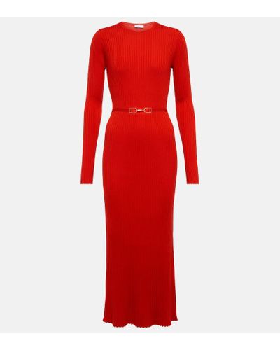 Gabriela Hearst Luisa Wool And Silk Midi Dress - Red