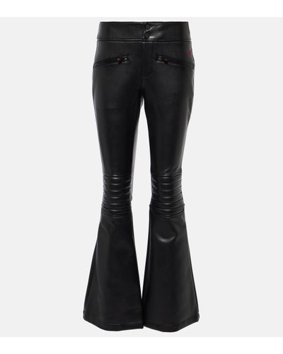 Perfect Moment Mid-rise Faux Leather Flared Trousers - Black