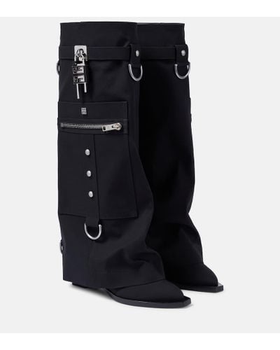 Givenchy Botas altas Sharklock Cowboy de lona - Negro