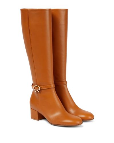 Gianvito Rossi Santiago Knee-high Leather Boots in Brown | Lyst