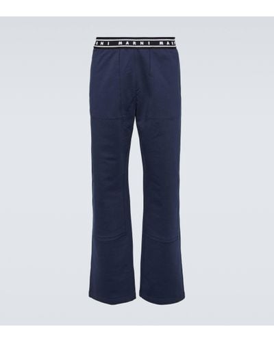 Marni Pantalon droit en coton melange - Bleu