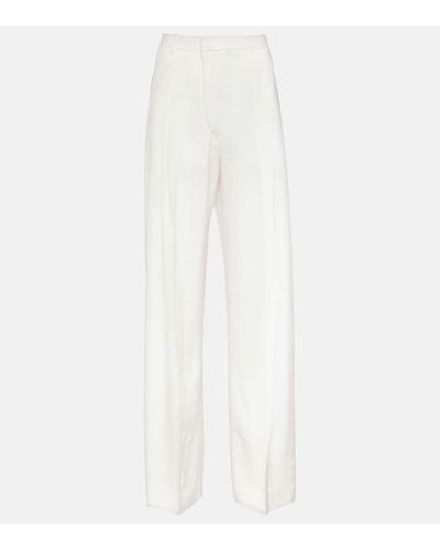 Victoria Beckham Pantalones anchos de tiro alto plisados - Blanco