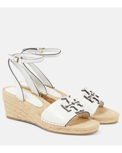 Tory Burch Ines Leather Espadrille Wedges - Metallic