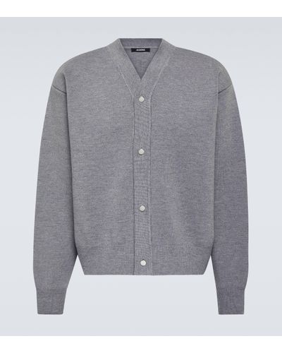 Jacquemus Ribbed-knit Wool-blend Cardigan - Grey