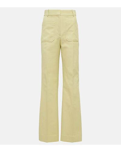 Victoria Beckham Pantalon evase a taille haute - Jaune