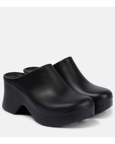 Loewe Terra Curved-heel Leather Heeled Mules - Black