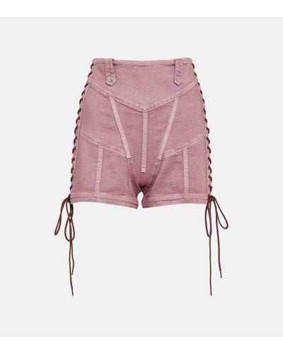 Jean Paul Gaultier X Knwls High-rise Denim Corset Shorts - Pink