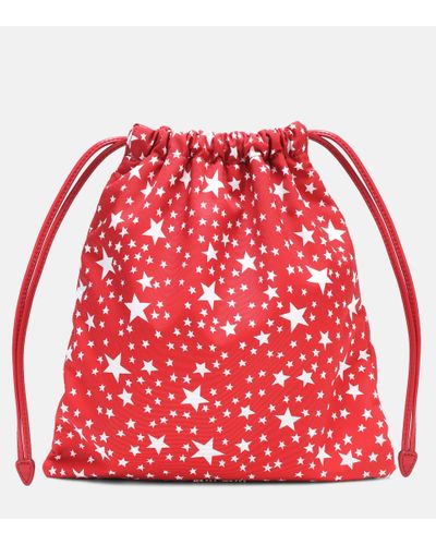 Miu Miu Bedruckte Bucket-Bag aus Seide - Rot