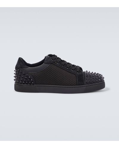 Christian Louboutin Seavaste 2 Orlato Leather And Woven Low-top Trainers - Black