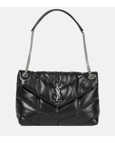 Saint Laurent Loulou Puffer Medium Leather Shoulder Bag - Black