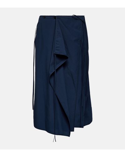 Lemaire Cotton Crepe Wrap Midi Skirt - Blue