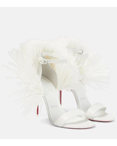 Christian Louboutin Bridal Loubigirl 100 Raffia-trimmed Leather Sandals - White