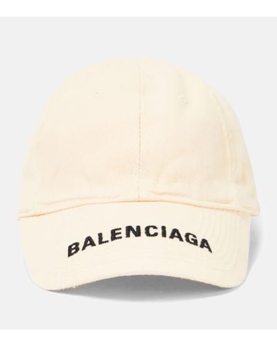 Balenciaga Logo Cotton Baseball Cap - Natural