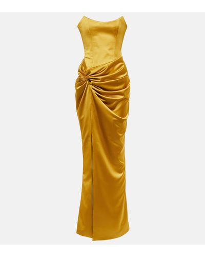 Rasario Satin Corset Gown - Metallic