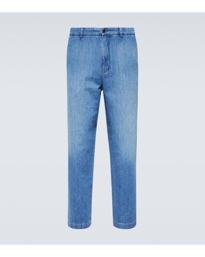 Barena Canasta Fronda Cotton Straight Trousers - Blue