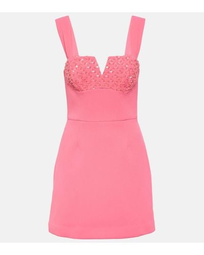 Rebecca Vallance Marie Embellished Crepe Minidress - Pink