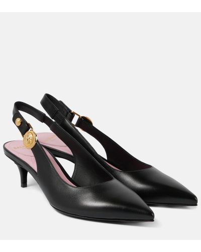 BALMAIN 25S SLINGBACK SHOES 95MM IN LIGHT BROWN CALFSKIN