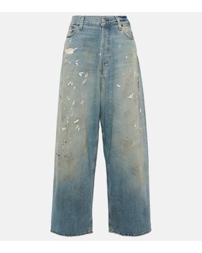Acne Studios Jeans anchos desgastados de tiro medio - Azul