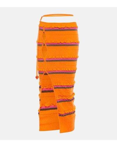 Jacquemus La Jupe Maille Concha Midi Skirt - Orange