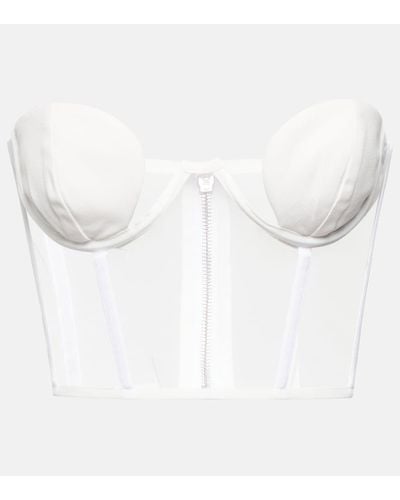 Nensi Dojaka Bridal Bustier aus Crepe mit Tuell - Weiß