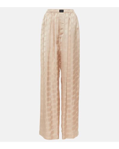 Balenciaga Bb Monogram Jacquard Satin Trousers - Natural