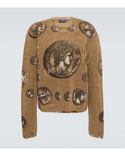 Dolce & Gabbana Pullover in lino con stampa - Metallizzato