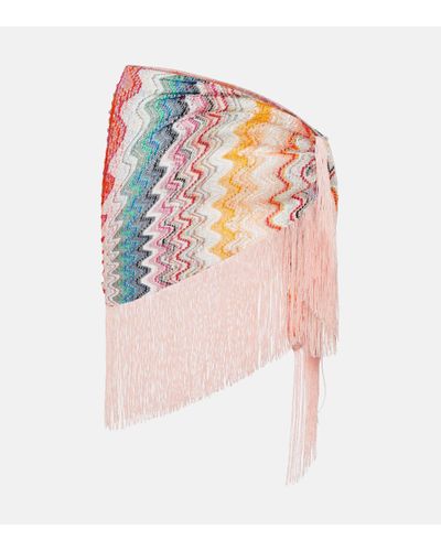 Missoni Zig Zag Fringed Lame Beach Cover-up - Pink