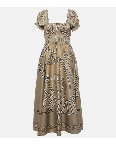 Tory Burch Printed Cotton-blend Maxi Dress - Natural