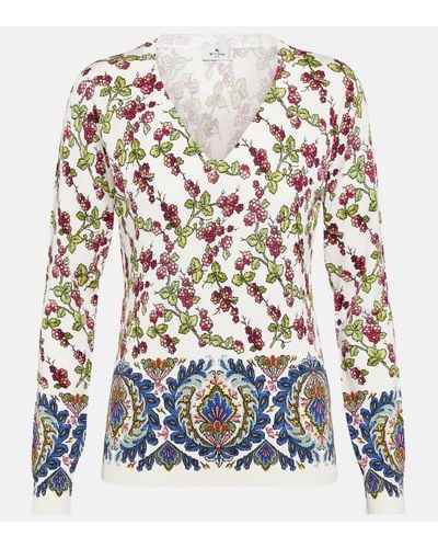 Etro Printed Silk-blend Jumpers - White