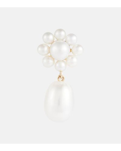 Sophie Bille Brahe Boucle D'oreille Unique En Or 14 Carats (585/1000) Et Perles Chambre De Fleur - Blanc