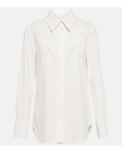 Chloé Broderie Anglaise Crepe De Chine Shirt - White