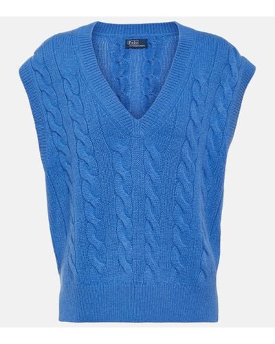 Polo Ralph Lauren Cable-knit Wool And Cashmere Vest - Blue