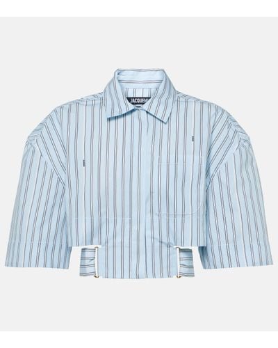 Jacquemus La Chemise Courte Bari Striped Cotton Shirt - Blue