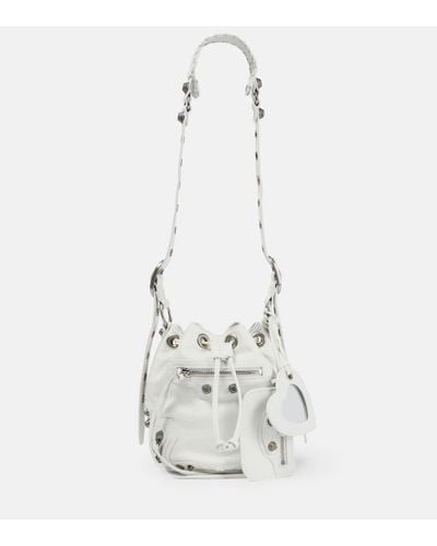 Balenciaga Le Cagole Xs Leather Bucket Bag - White