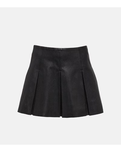 Stouls Surya Pleated Leather Miniskirt - Black