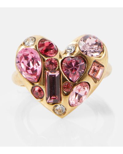Oscar de la Renta Gemstone Heart Embellished Ring - Pink