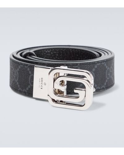 Gucci GG Reversible Canvas And Leather Belt - Metallic