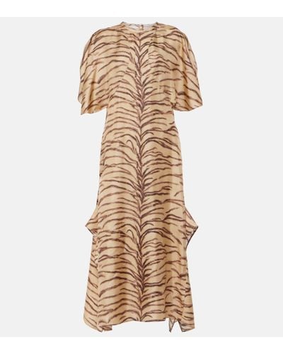 Stella McCartney Printed Silk Midi Dress - Natural