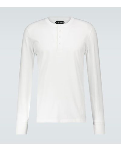 Tom Ford Henley-Hemd aus einem Baumwollgemisch - Weiß