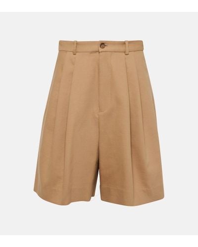 Polo Ralph Lauren Pleated Cotton And Wool Shorts - Natural