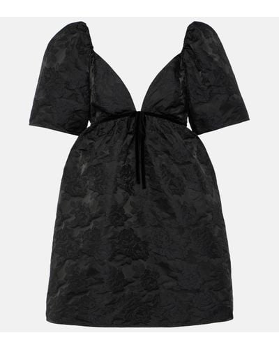 Ganni Floral Jacquard Minidress - Black