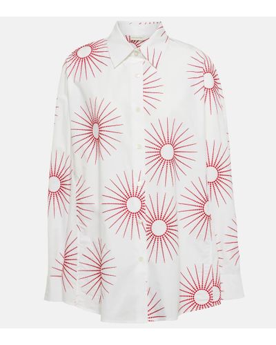 Dries Van Noten Camicia in popeline di cotone con stampa - Bianco
