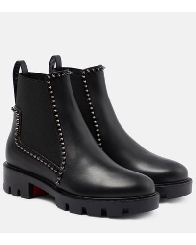 Christian Louboutin Out Lina Spike Red Sole Ankle Boots - Black