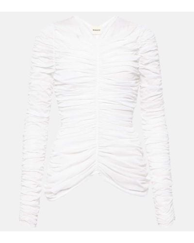 Khaite Haven Ruched Silk-blend Top - White