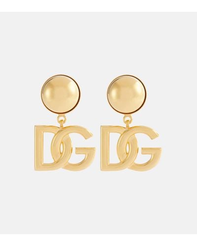 Dolce & Gabbana Boucles d'oreilles à clip dorées à logo - Métallisé