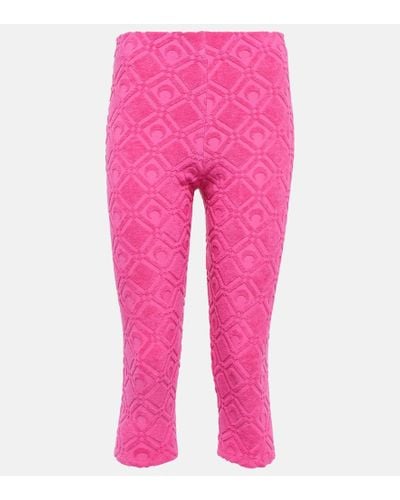 Marine Serre Jacquard Cotton-blend leggings - Pink