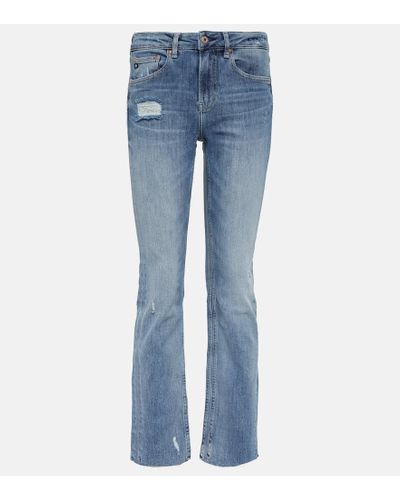 AG Jeans Mid-Rise Straight Jeans Girlfriend - Blau