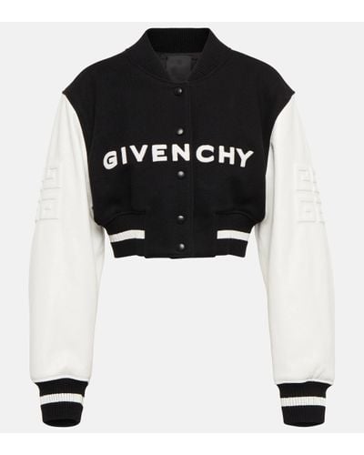 Givenchy Veste raccourcie en laine melangee a logo - Noir