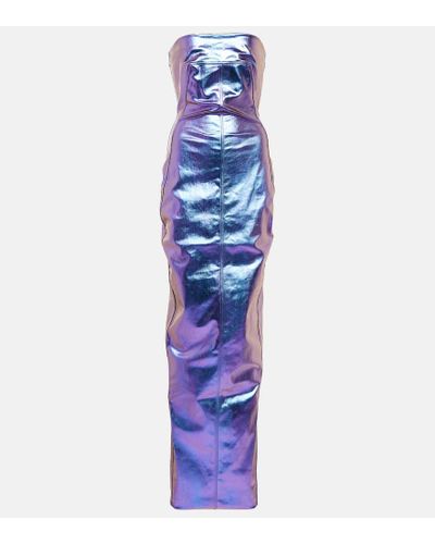 Rick Owens Abito Strapless Iridescent Coated Stretch-denim Gown - Purple
