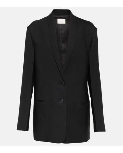 The Row Caped Single-breasted Wool Blazer - Black